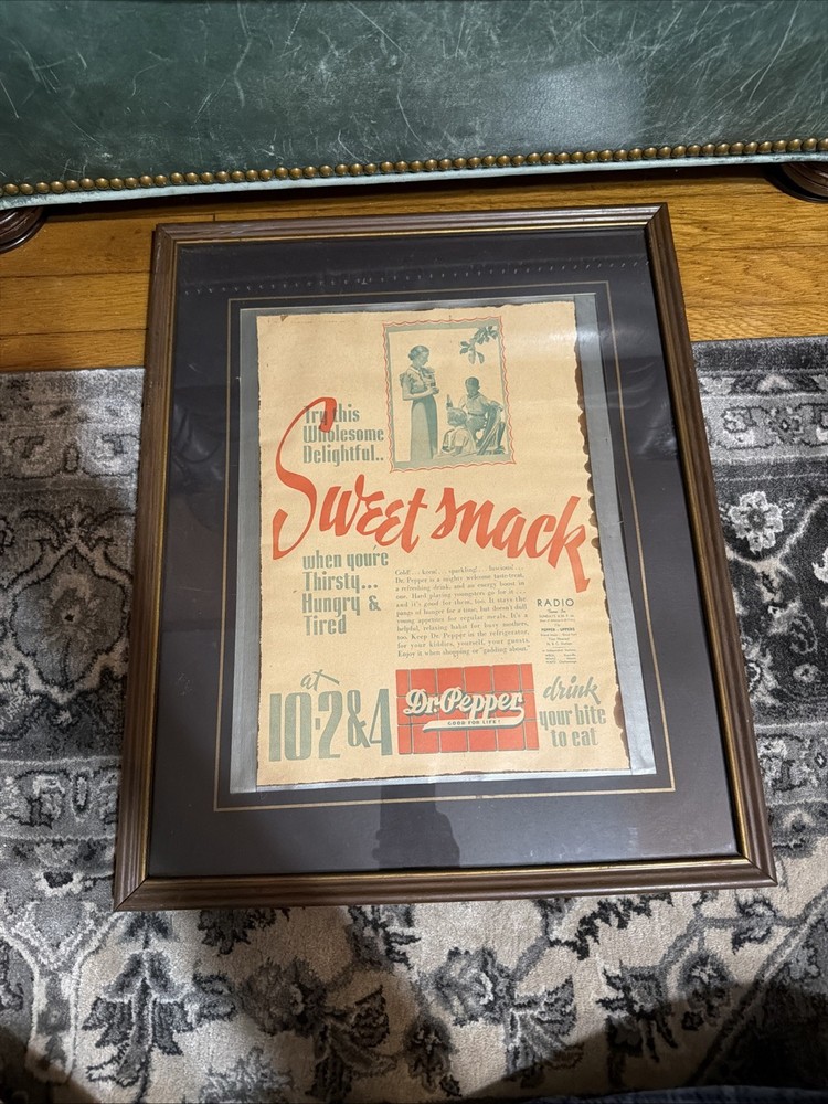 Dr Pepper Soda Advertising Sign Framed