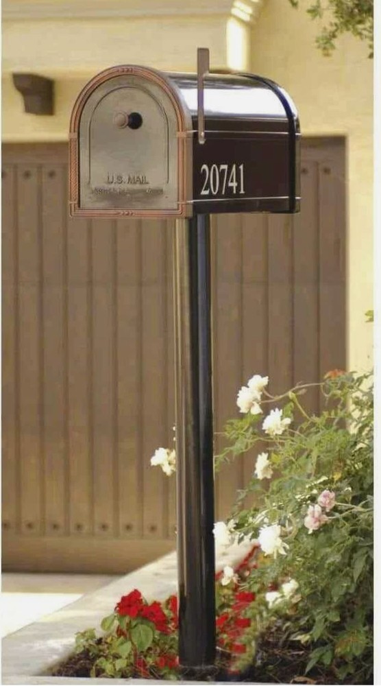 Architectural Mailboxes 7516B-10 Pacifica In-Ground Steel Mailbox Post, Black