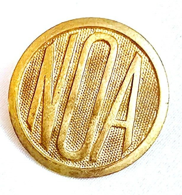Older Brass Hat Lapel Pin "NOA"