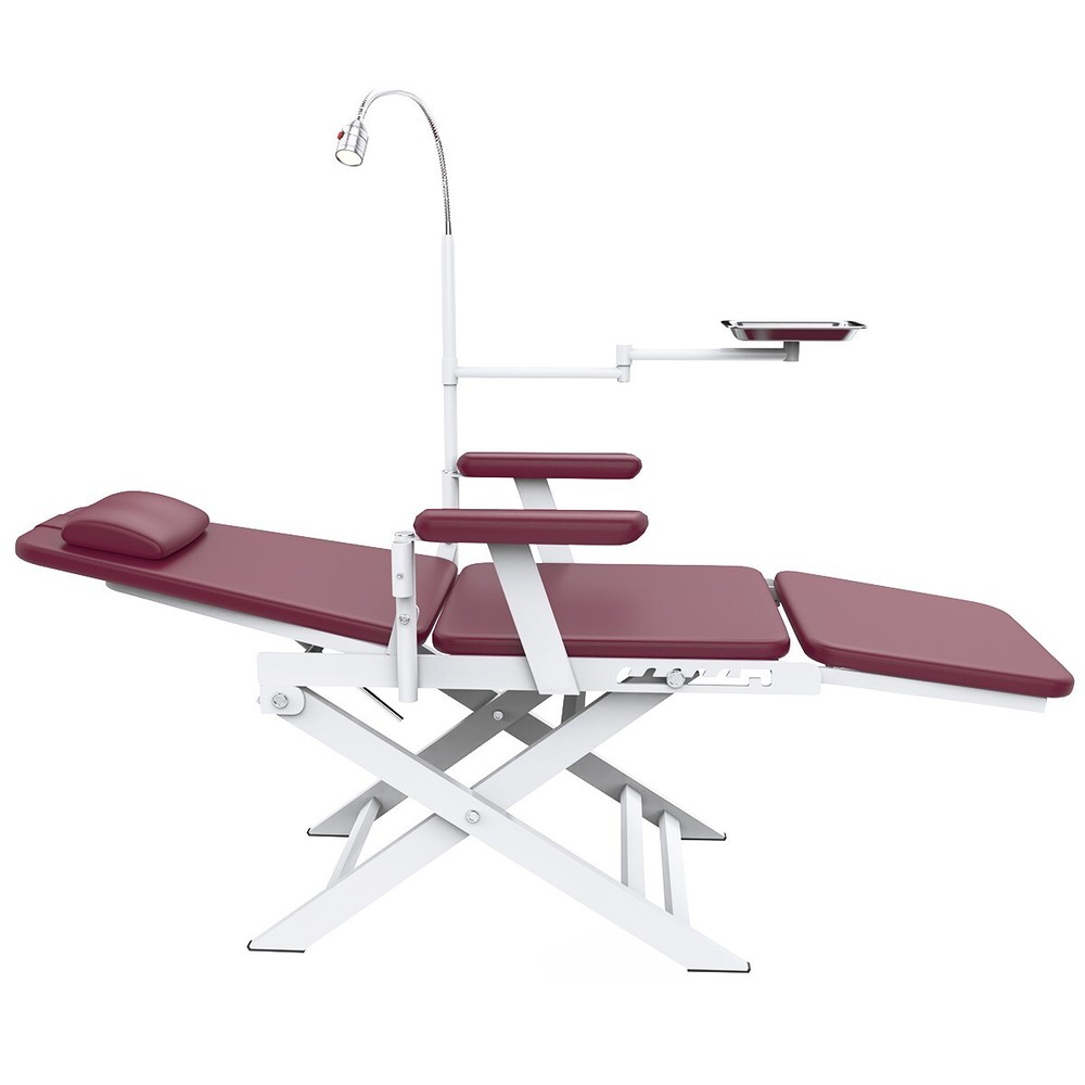 Dental Portable & Practical Adjustable Folding Chair With LED Light + Tray Ruby