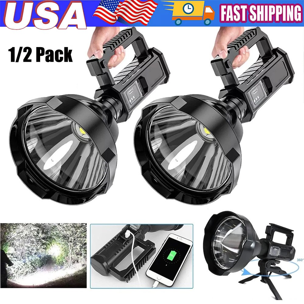 Super Bright LED Searchlight Portable Rechargeable Spotlight Handheld Flashlight
