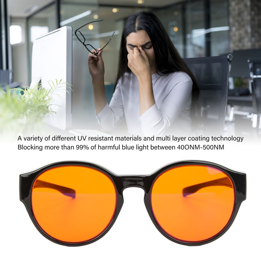 Round Blue Light Blocking Glasses Powerful Professional Filter Prevent Gaming Fa