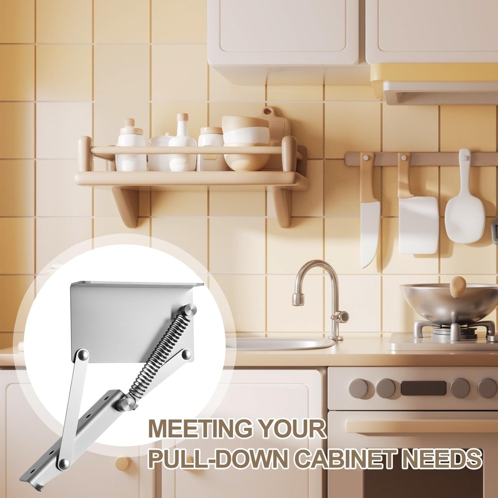 2 Pcs Pull Down Rack Hinges Under Cabinet Hinges for Spice Knife Coffee Pod S...