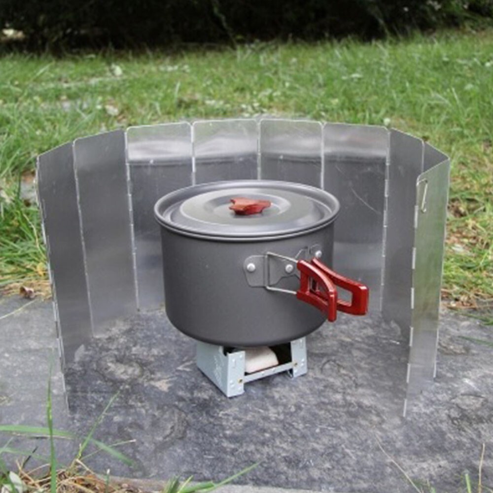 US 8 Pack Stove Windshield Folding Aluminum Camping Burner Windscreen Compact