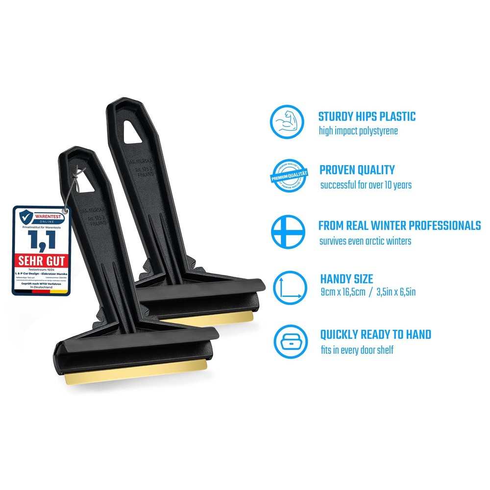 Car Ice Scraper Brass Blade - fast, easy & efficient - [ 2 Pack ] Brass Ice S...