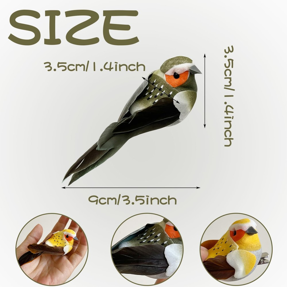 4pcs Artificial Birds Clip on Bird Ornaments with Feathers Small, Model-4s05
