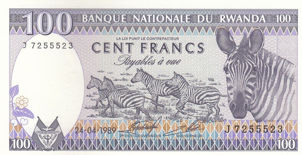 Rwanda, 100 Cent Francs, 1989, P19, UNC