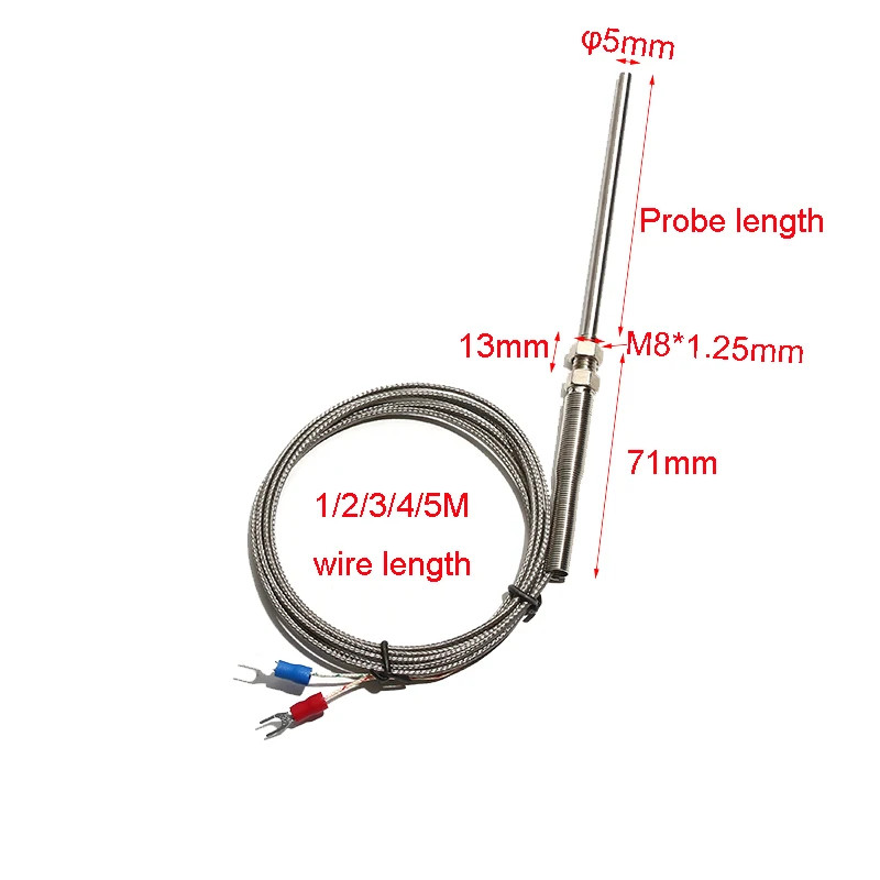 Thermocouple Sensor Straight Probe Thread For Thermostat Temperature Control Kit
