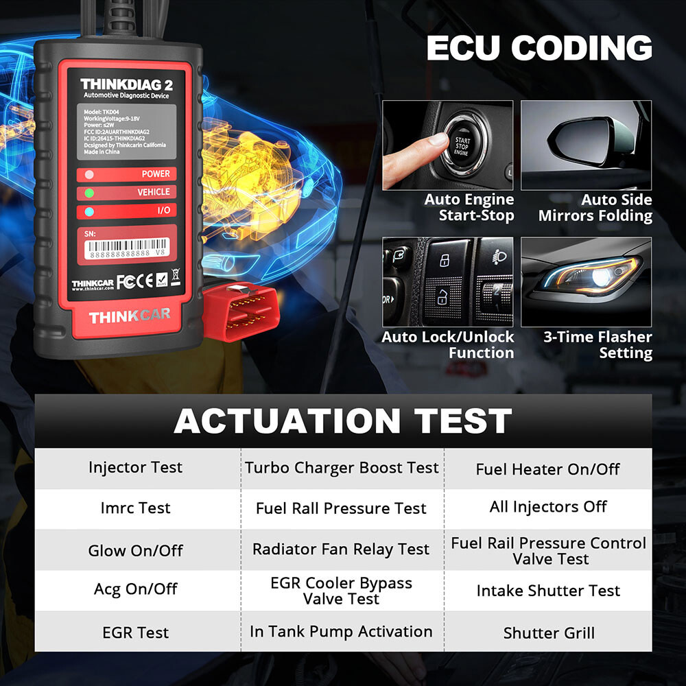 2025 THINKDIAG 2 Car OBD2 Scanner Bidirectional All System Diagnostic Tool CANFD