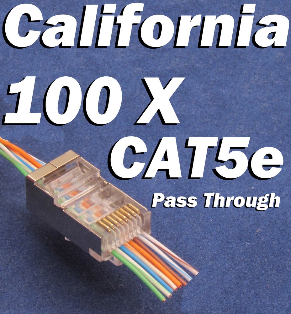 100 RJ45 Network Shielded Modular Plug CAT5e 8P8C Connector End Pass Through