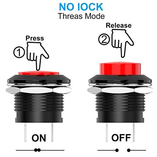 Momentary Push Button Switch Mini No Lock Round Switch AC 250V / 3A AC Red Cap