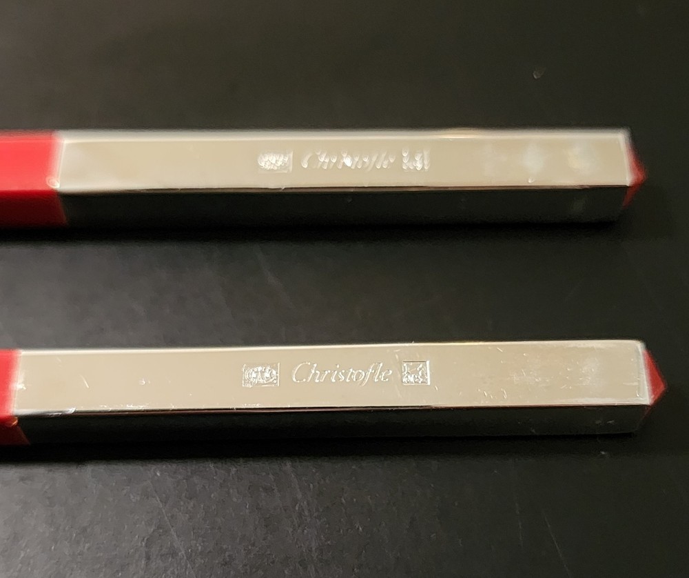 Christofle Silver-Plated Red Japanese Chopsticks 6 Set With Case Tableware