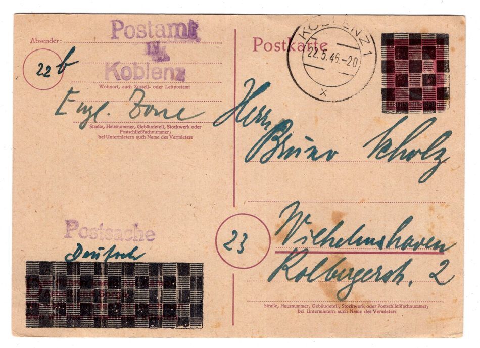 French Zone-Baden NOTGANZSACHE KOBLENZ Needs Receipt (AA9977)