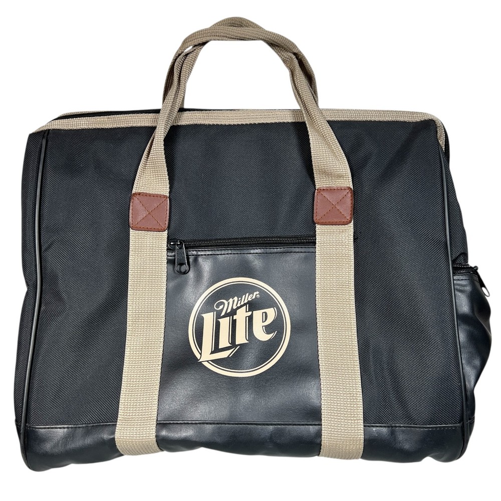 Miller Light Black Double Handle Front Logo Cooler Bag W/ Inside Liner Full Zip