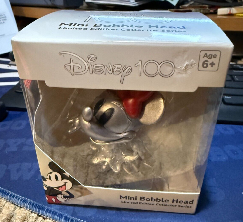 MICKEY MOUSE---Disney 100th Anniversary Mini Bobble Head Silver