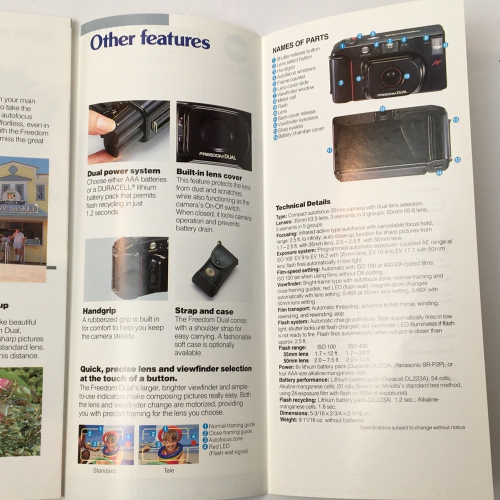 Minolta Freedom Dual 35mm Brochure 1987