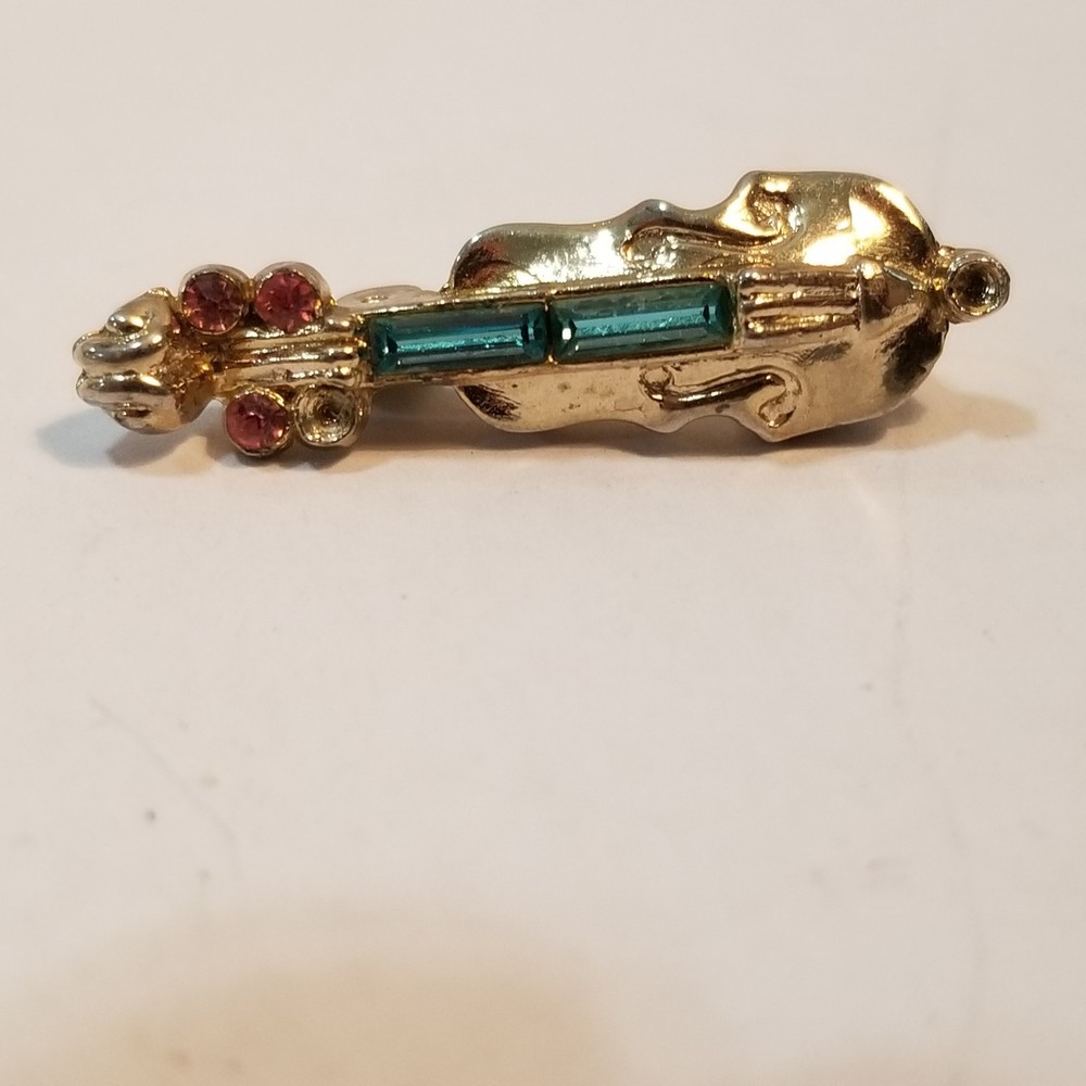 Tiny vintage violin about 1 x 1/4 inch wide missing two stones