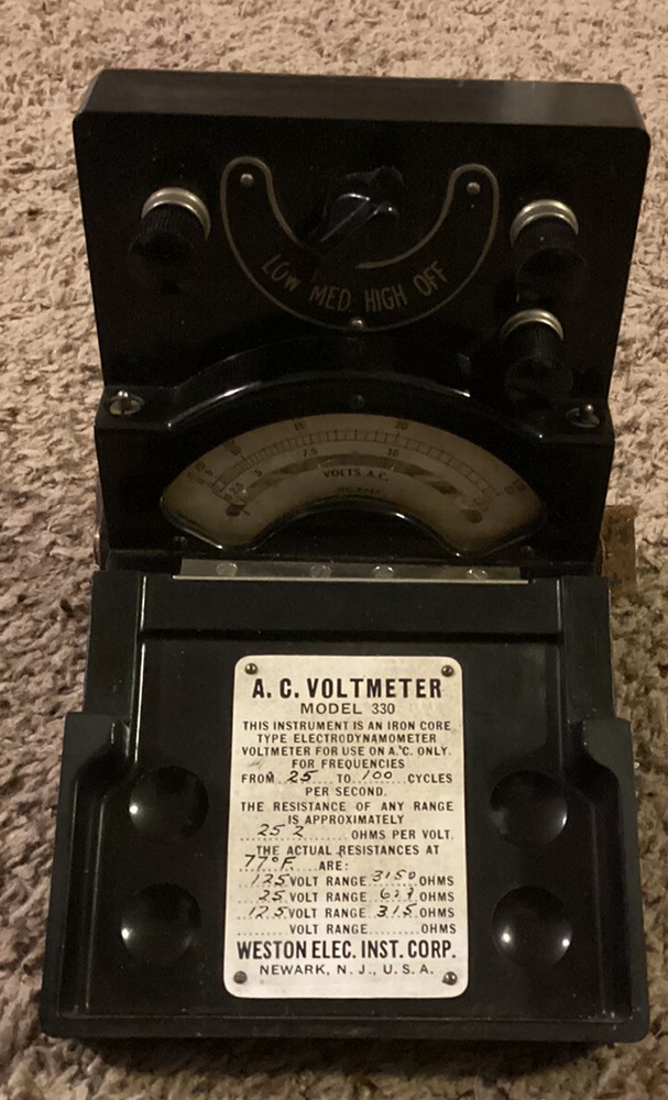 Vintage Weston Model 330 A. C. Voltmeter