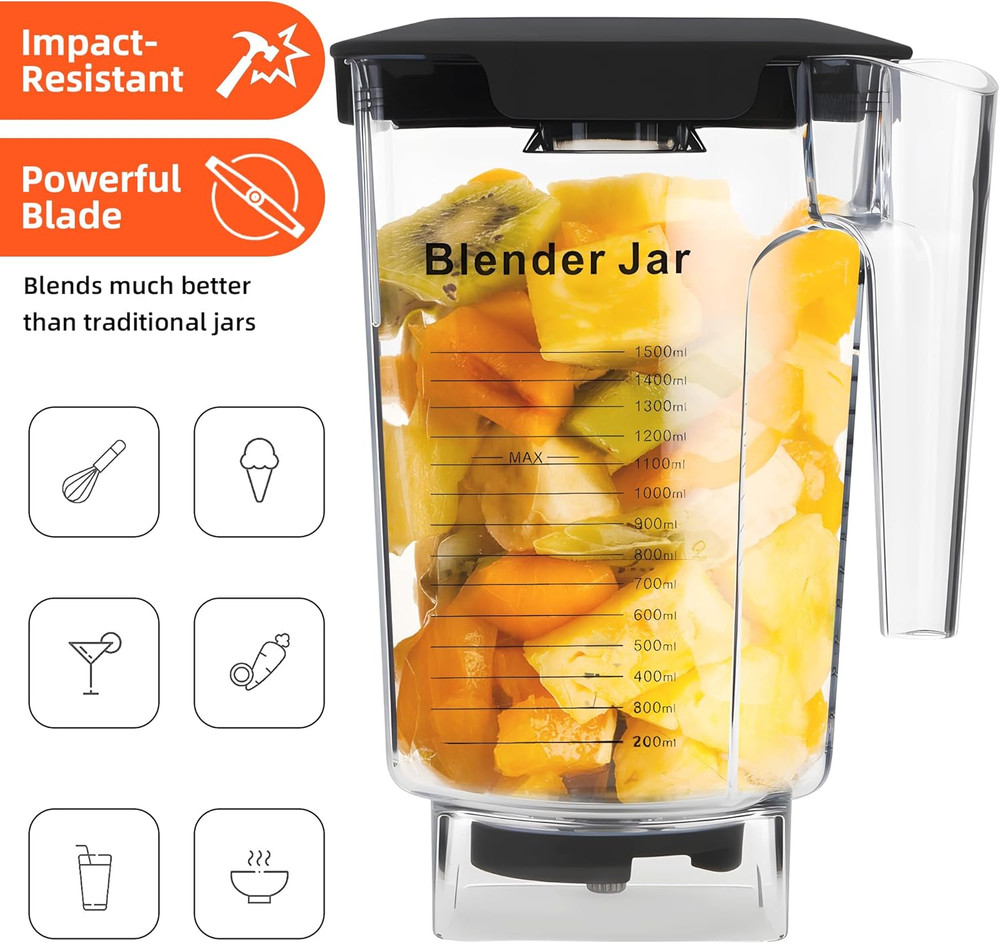 90 Oz Replacement Jar Compatible with Blendtec Blender, Container Pitcher Fits A