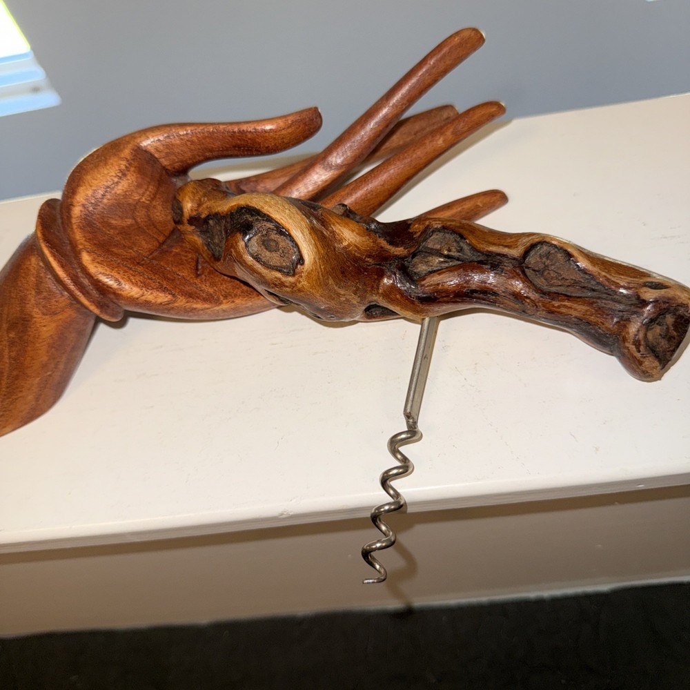 Grape Vine Root Wood Handle Corkscrew Knotty Burl Barware Val De Loire Bougrier