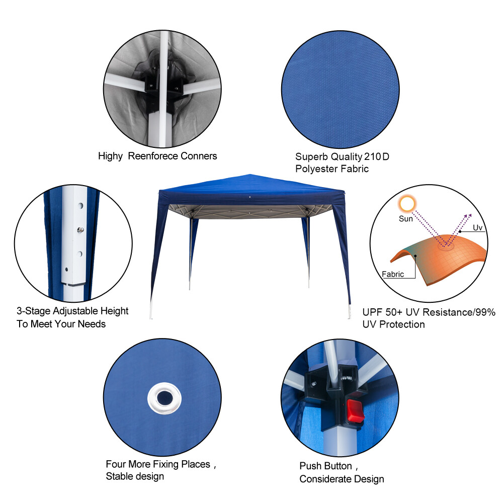 3 x3m Two Doors & Two Windows Practical Waterproof Right-Angle Folding Tent Blue