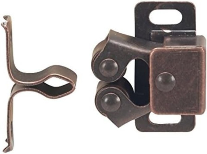 Antique Copper Double Roller Catches for Cabinets - Durable and Stylish, 2-Pack