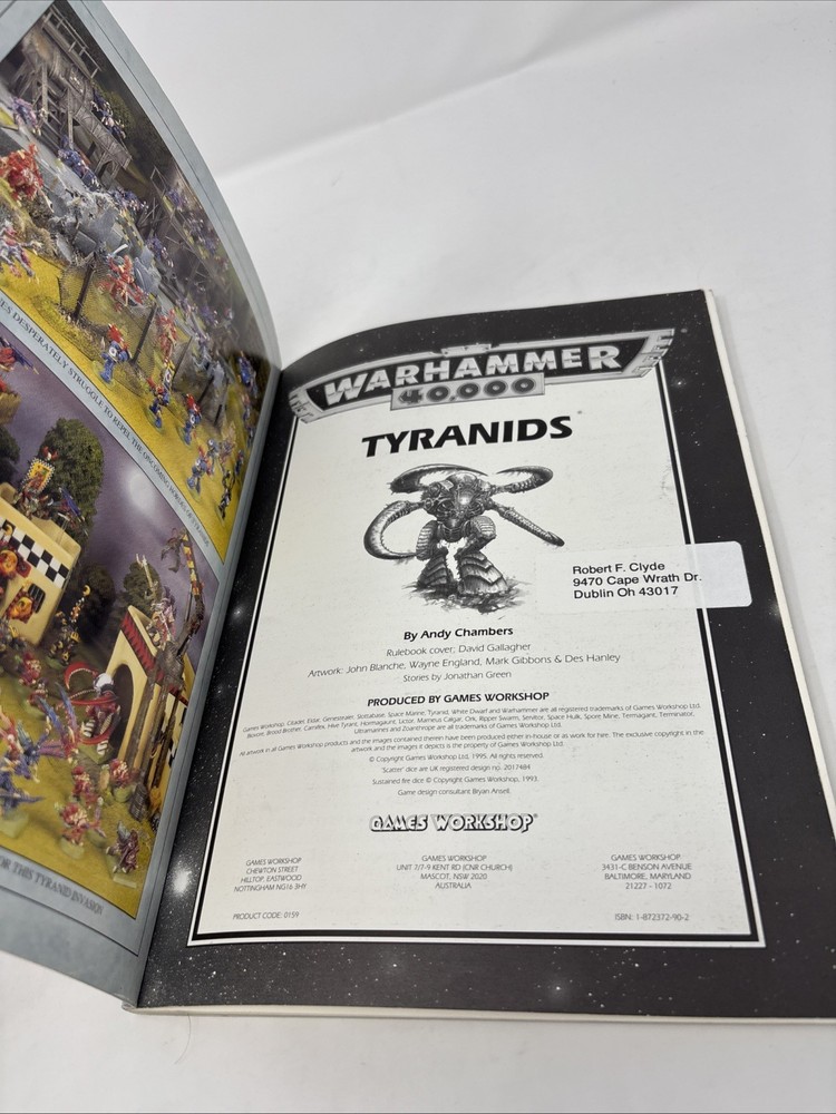 Games Workshop Paperback Codex Tyrandis Warhammer 40,000 Very Good Condition