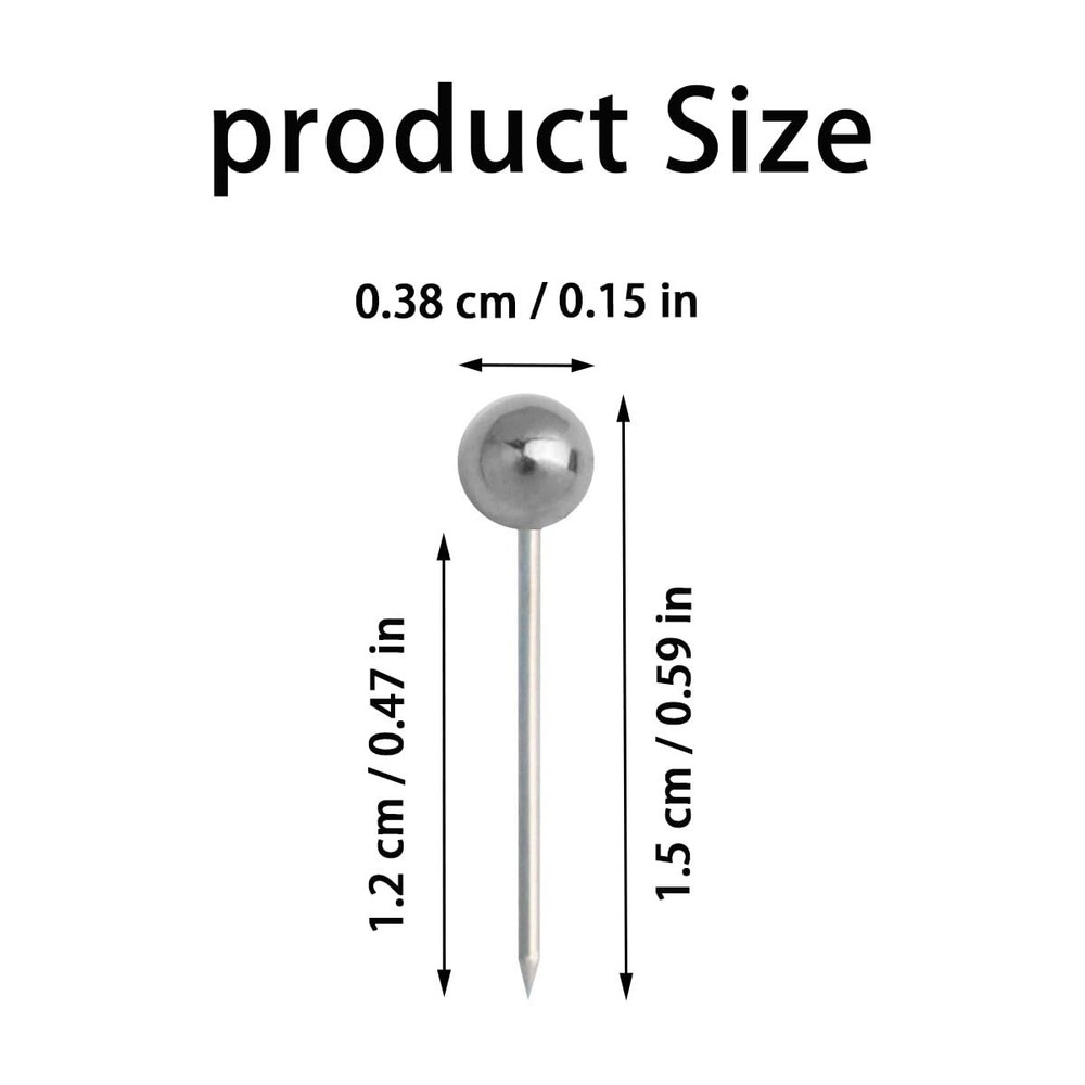 200 Pieces Map Push Pins, Small Round Head Marking Silver