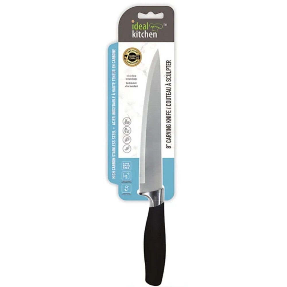 8" Black Handle Ideal Kitchen Durable Carving Knife