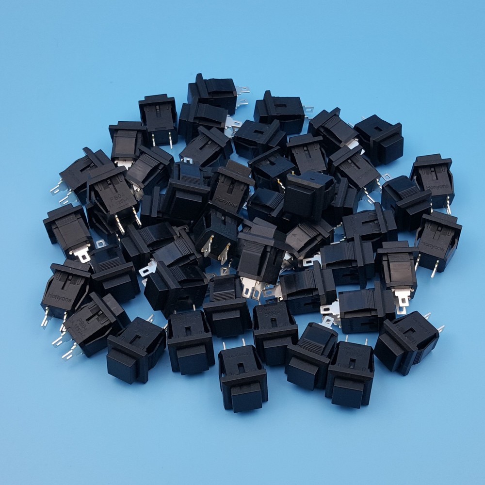 50Pcs Black PB04 14 x 14mm Square 2Pin Momentary SPST Mini Push Button Switch
