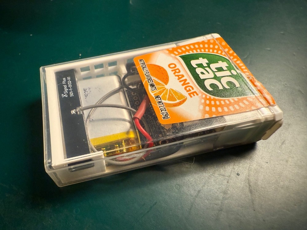 Clandestine MeshCore or Meshtastic node in tic tac candy box