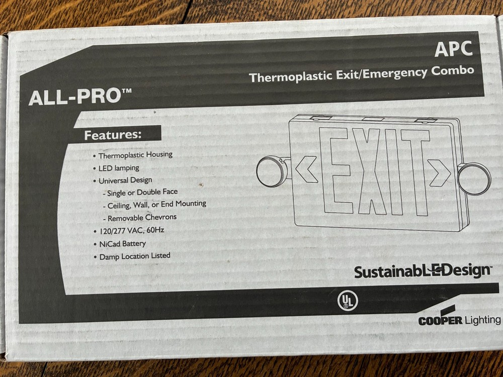 Thermoplastic Exit Emergency Combo White LED APC7R All-Pro LED