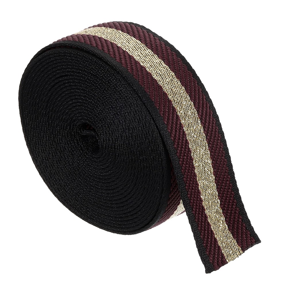 5Yards Nylon Webbing Strap, 38mm Striped Webbing Bag Strap, Dark Brown