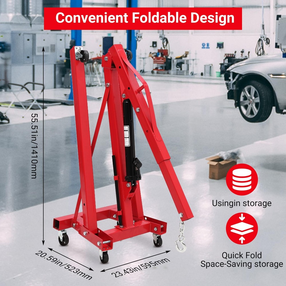4400 LBS Mobile Hydraulic Engine Crane Foldable Engine Crane for Auto Repair