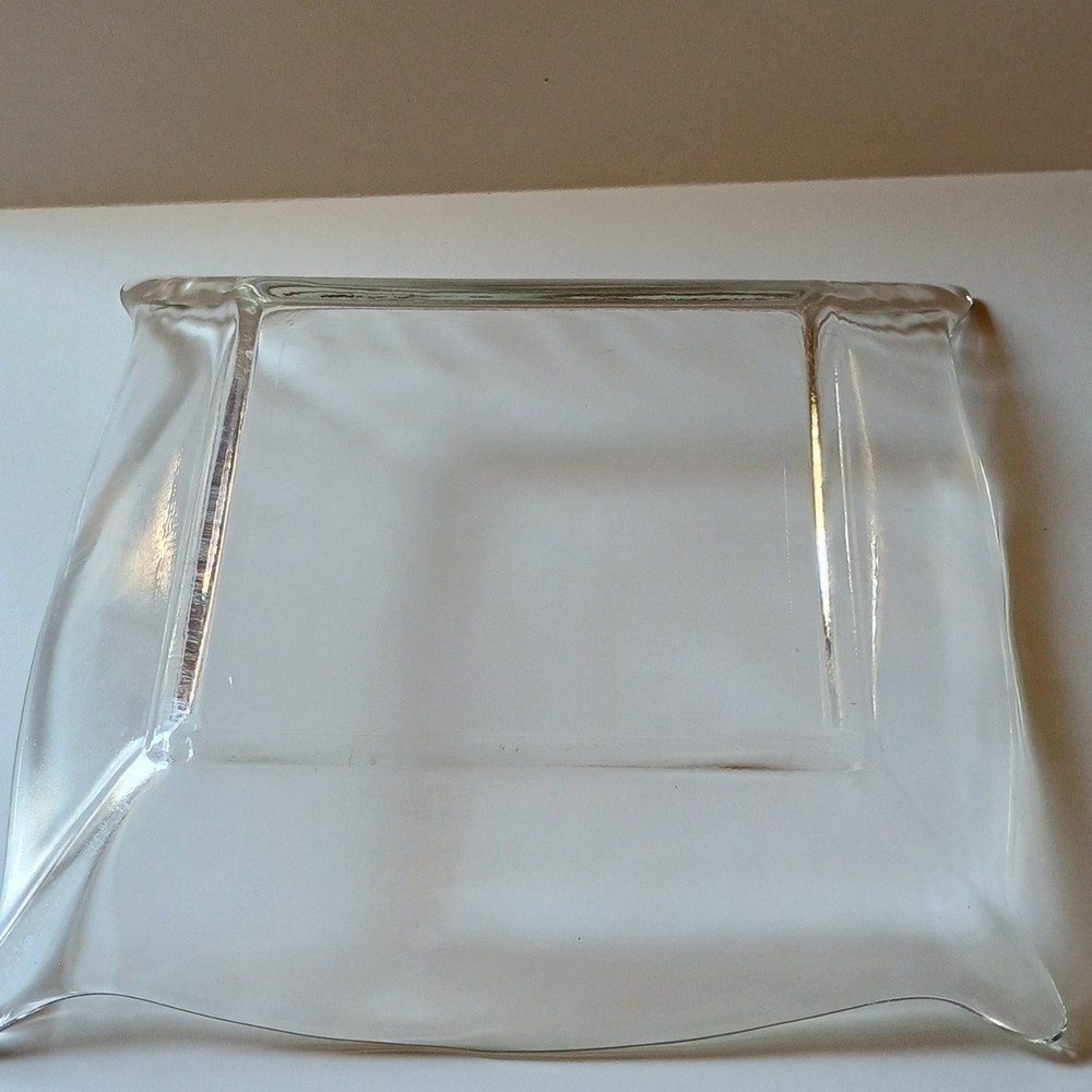 Clear Glass Square Glossy Pressed Dish Solid Pattern Decorative