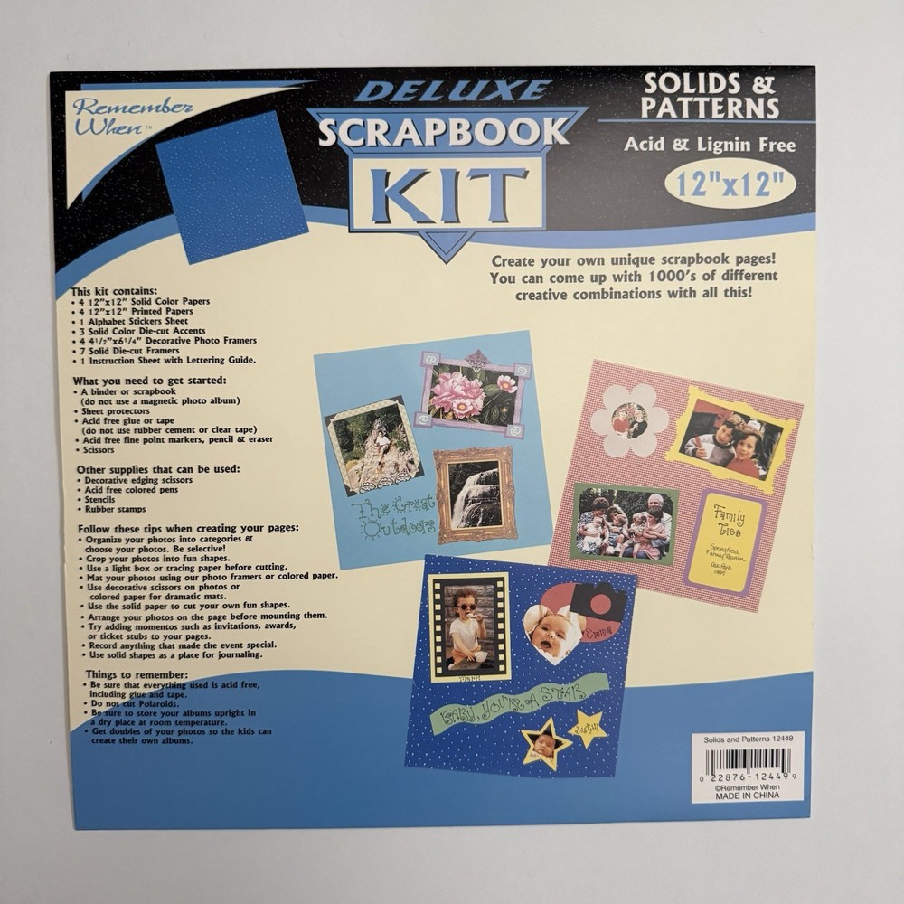 Remember When Deluxe 12x12 Scrapbook Kit Solids & Patterns