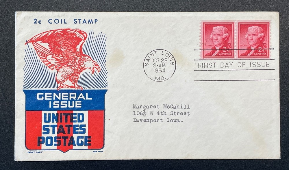 US FDC #1054, 55, 57 & 1058 Presidential Regular Issue; Postmark: Various