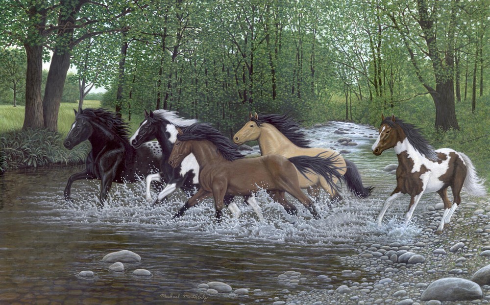 Ceramic Backsplash Tile Mural Horse Animal Kitchen/Bathroom - Free Spirits
