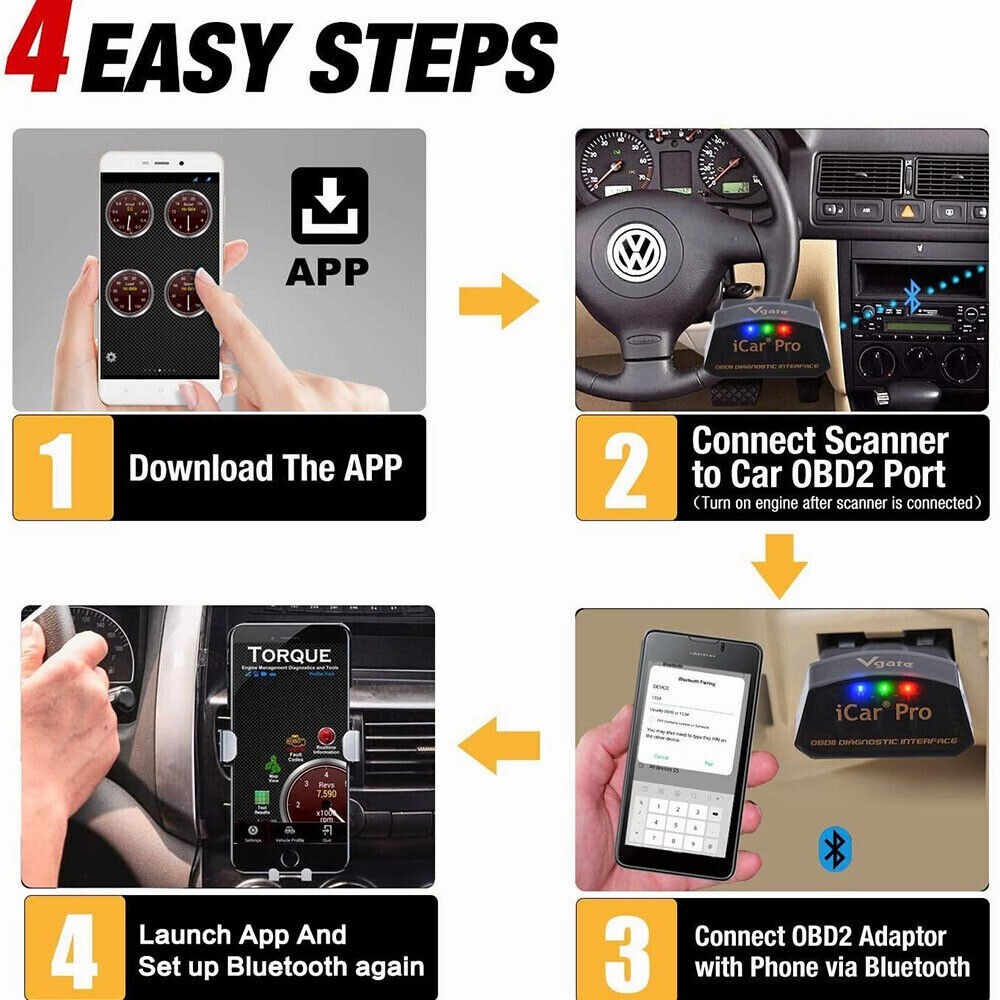 Vgate iCar Pro Bluetooth 4.0 Adapter OBD2 Diagnostic Scanner Tool Code Reader
