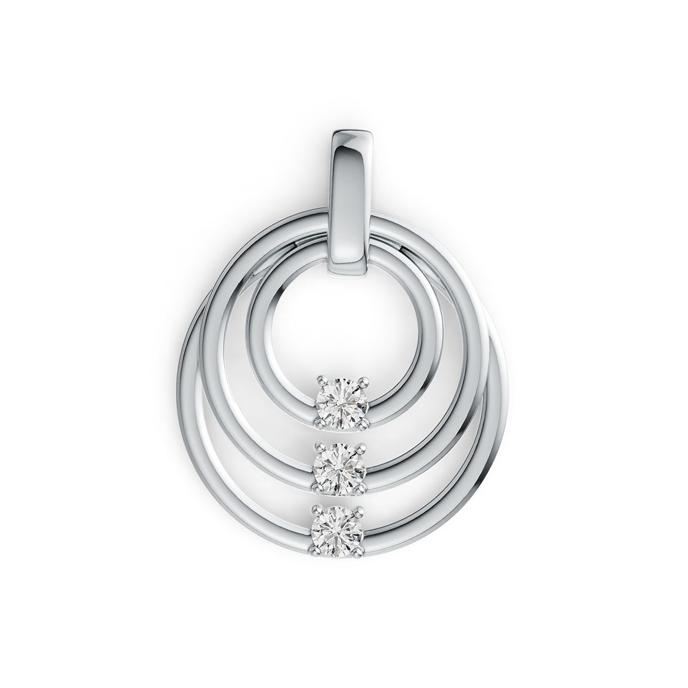 Sterling Silver Semi Mount Pendant Setting Round RD 3.5x3.5mm Trinity Loop