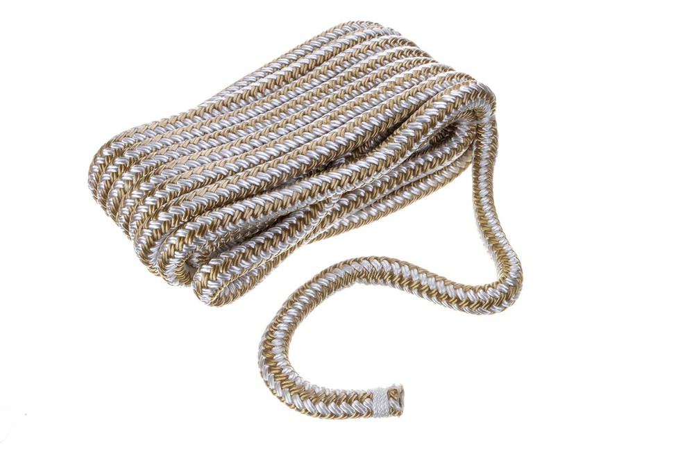 Seachoice 40241 Double Braid Nylon Dock Line 1/2" x 20' Gold/White
