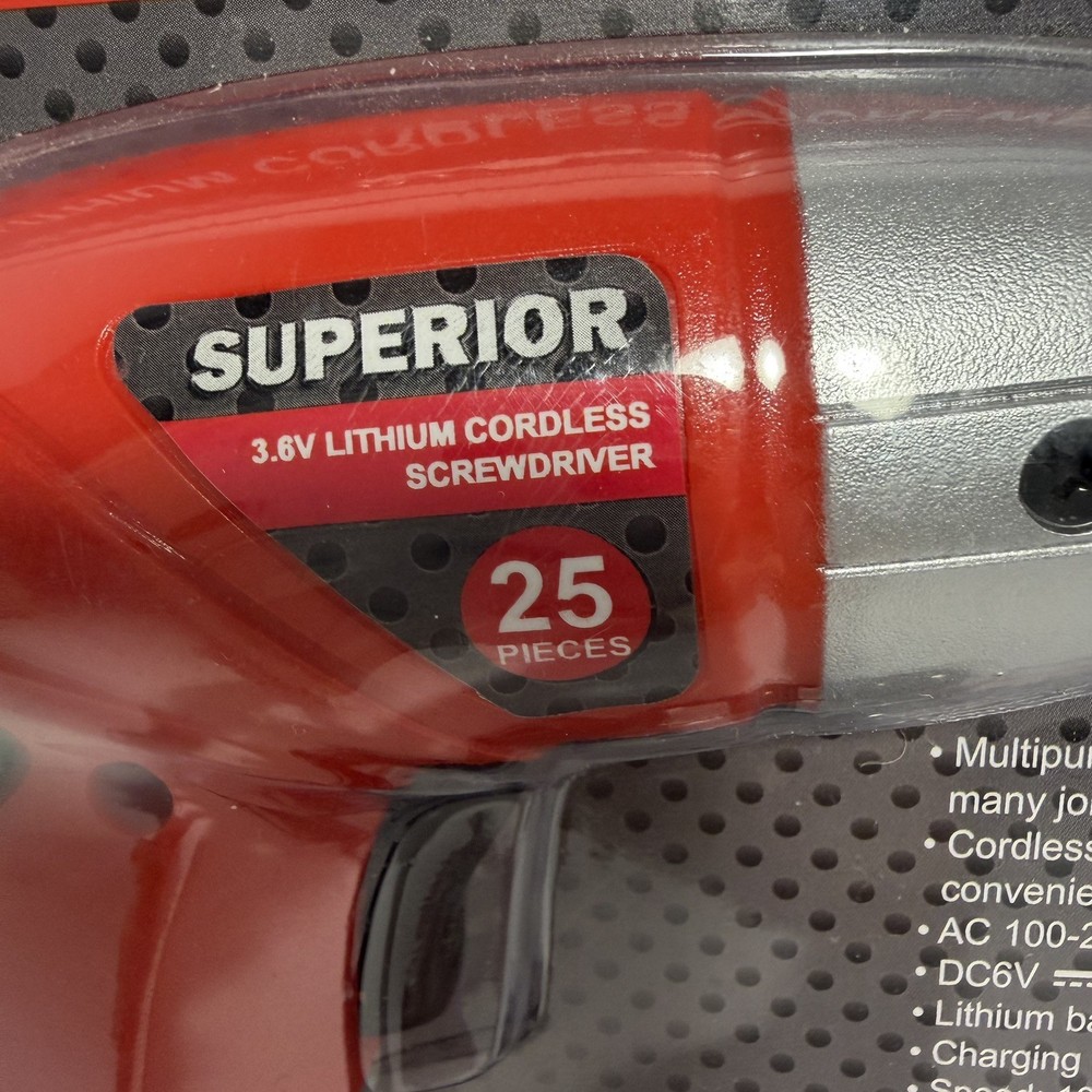 Superior 3.6V Lithium Cordless Screwdriver 25pc Set - New