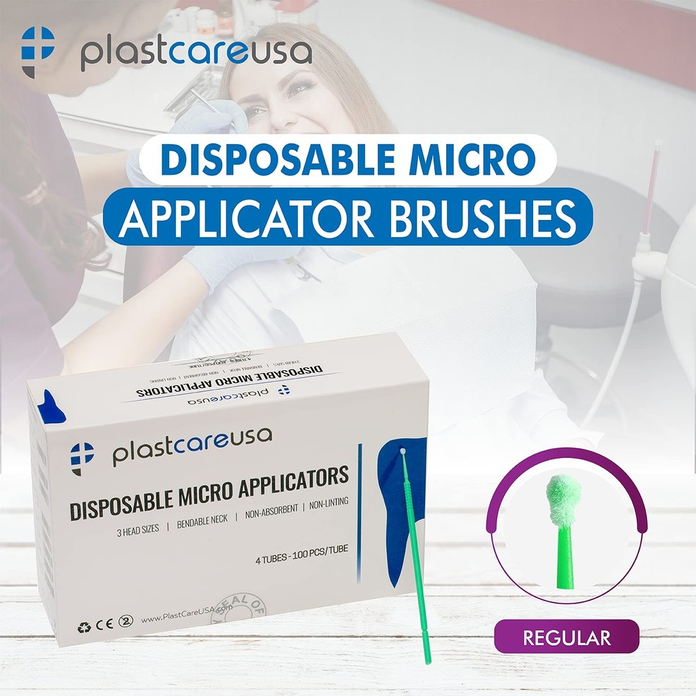 400 Regular Micro Applicator Brushes - Disposable Dental Microbrushes with Be...