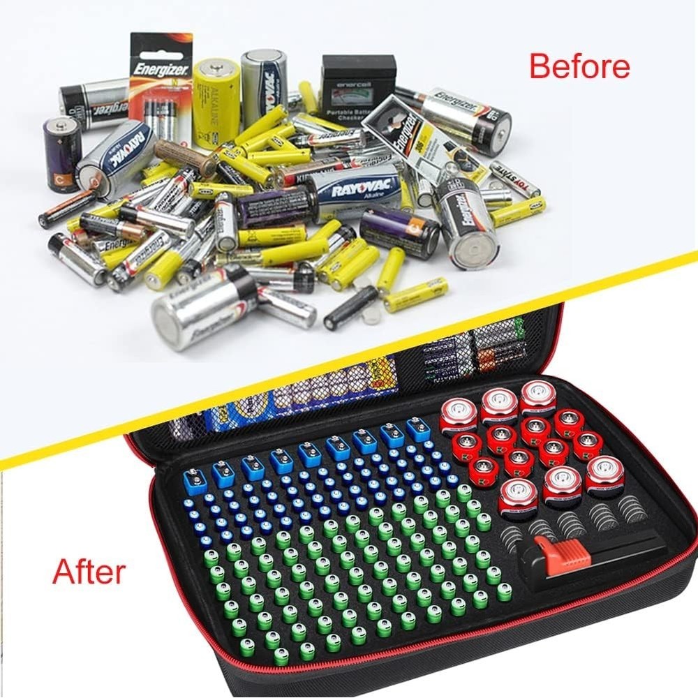 Battery Organizer Storage Box with Tester, Battery Vault Case Fireproof Water...