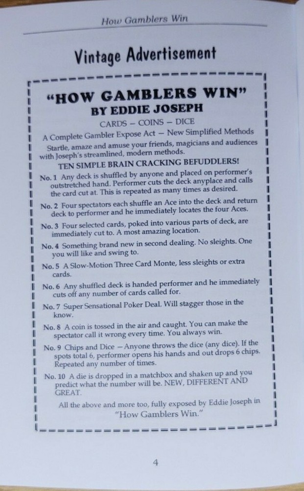How Gamblers Win by Eddie Joseph (gambling-themed magic routine)