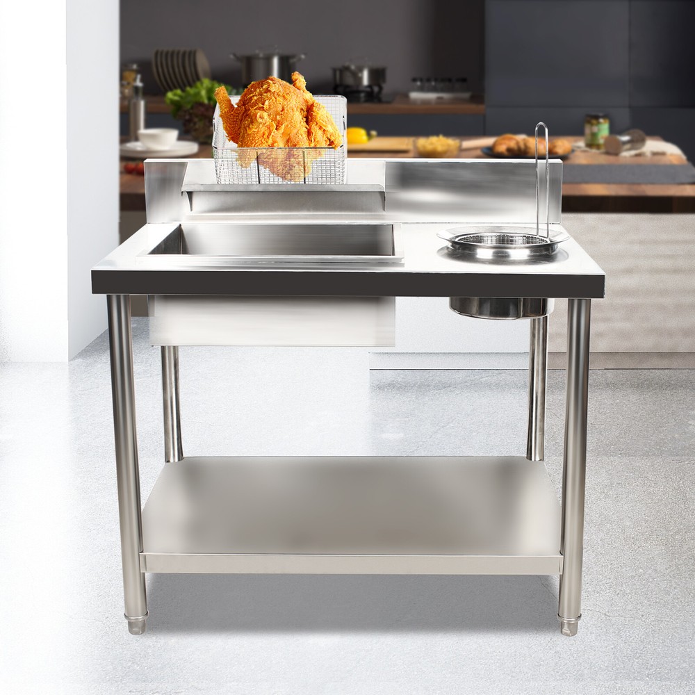 Manual Prep Station Chicken Fried Worktop Kitchen Breading Table Stainless