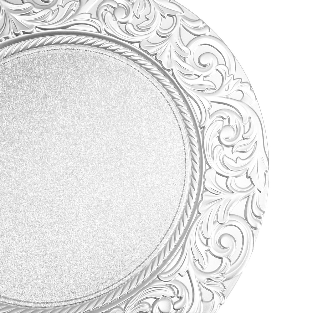 100pcs Charger Wedding Party Dinner Plates Elegant Design Table Decor Silver