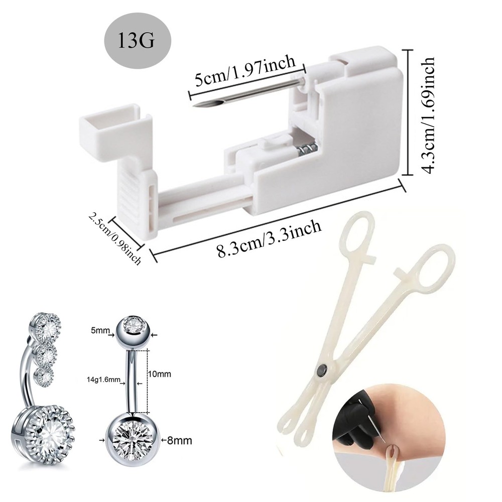 6PCS Belly Button Piercing Kit,Professional Body Piercing Gun,Belly Button Ring,