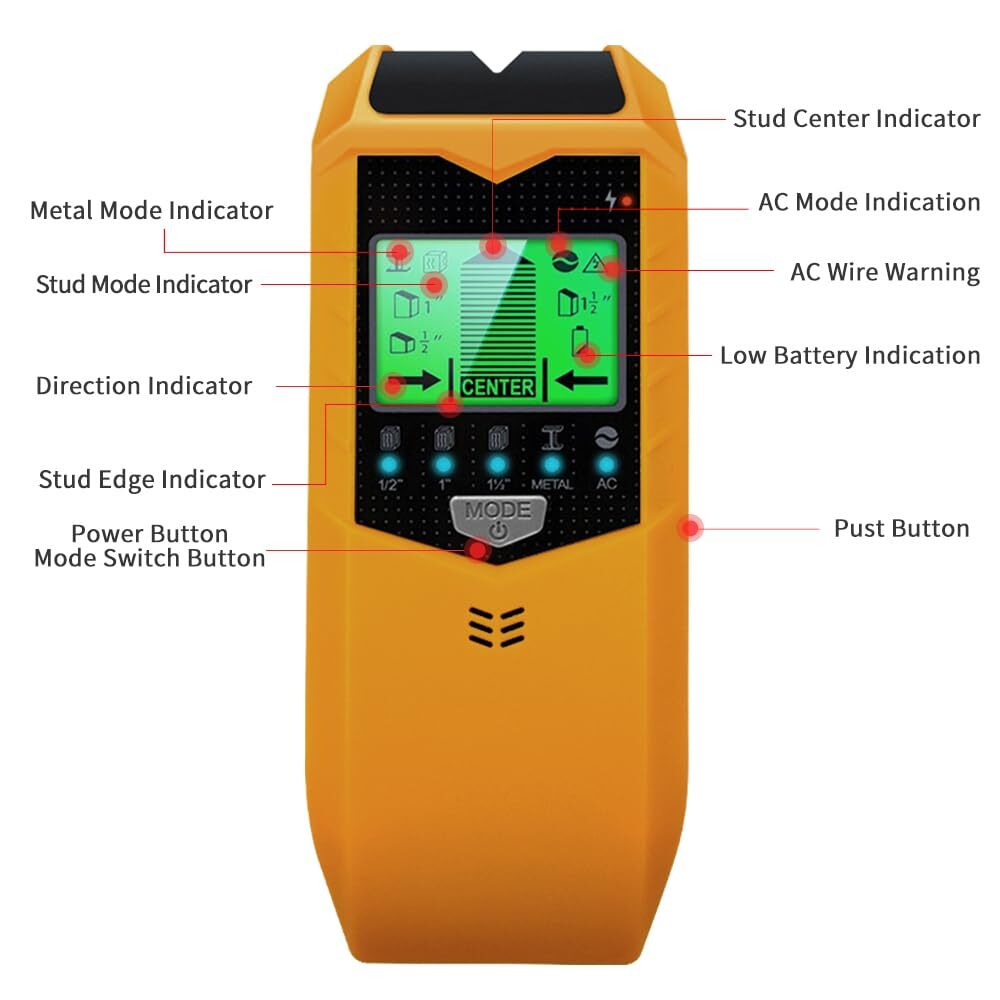 Stud Finder Wall Scanner 5 in 1 Stud Detector with HD LCD Display for Center ...