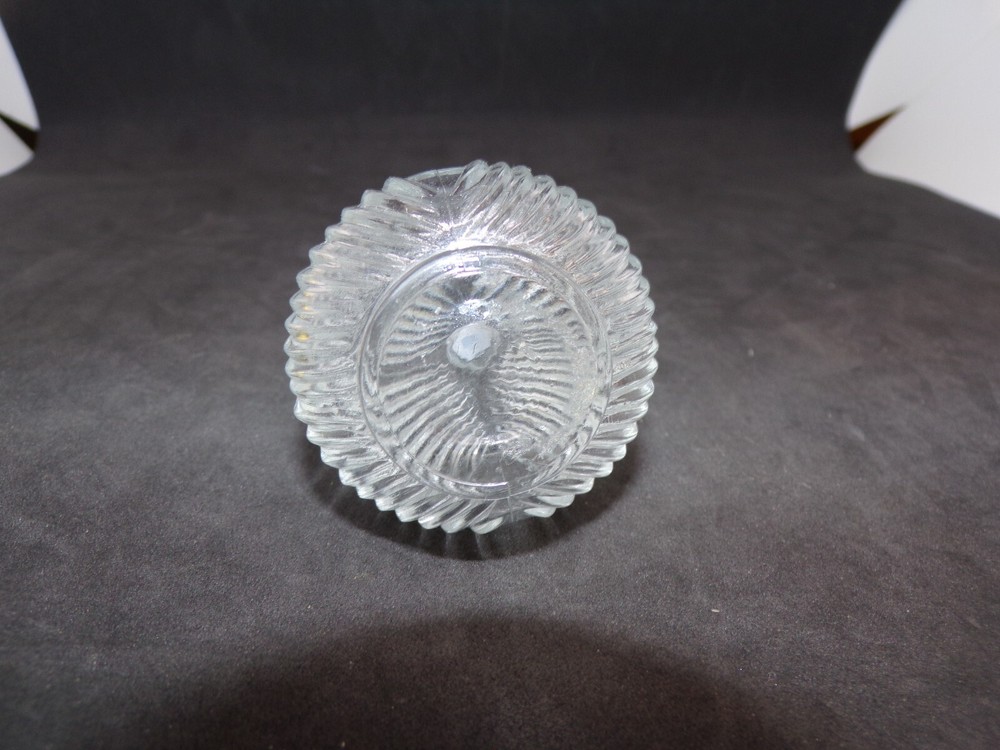 Perfume Bottle, Clear Ribbed Glass w/ Silver Top